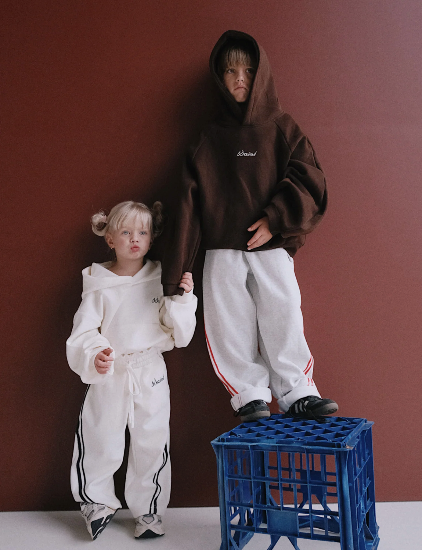 SŚAINT Kids Tonal Hoodie Chocolate