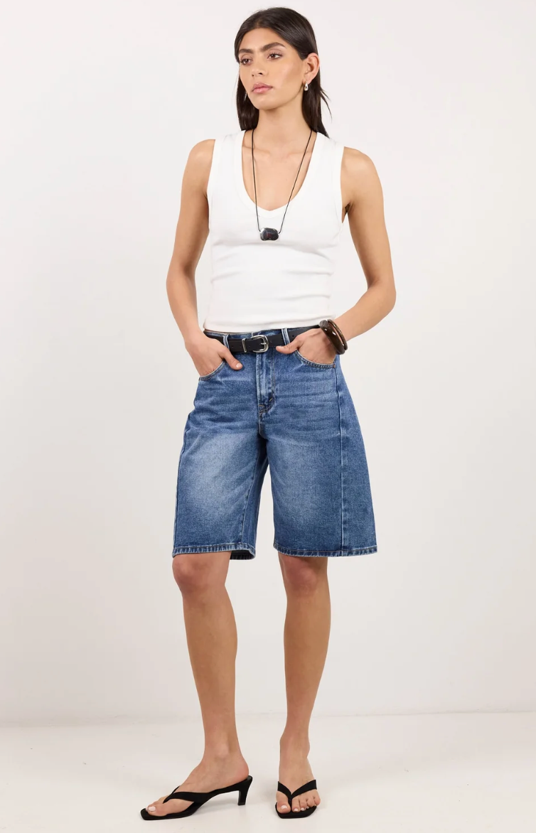 Academy Deep Blue Denim Barrel Shorts -  Among The Brave