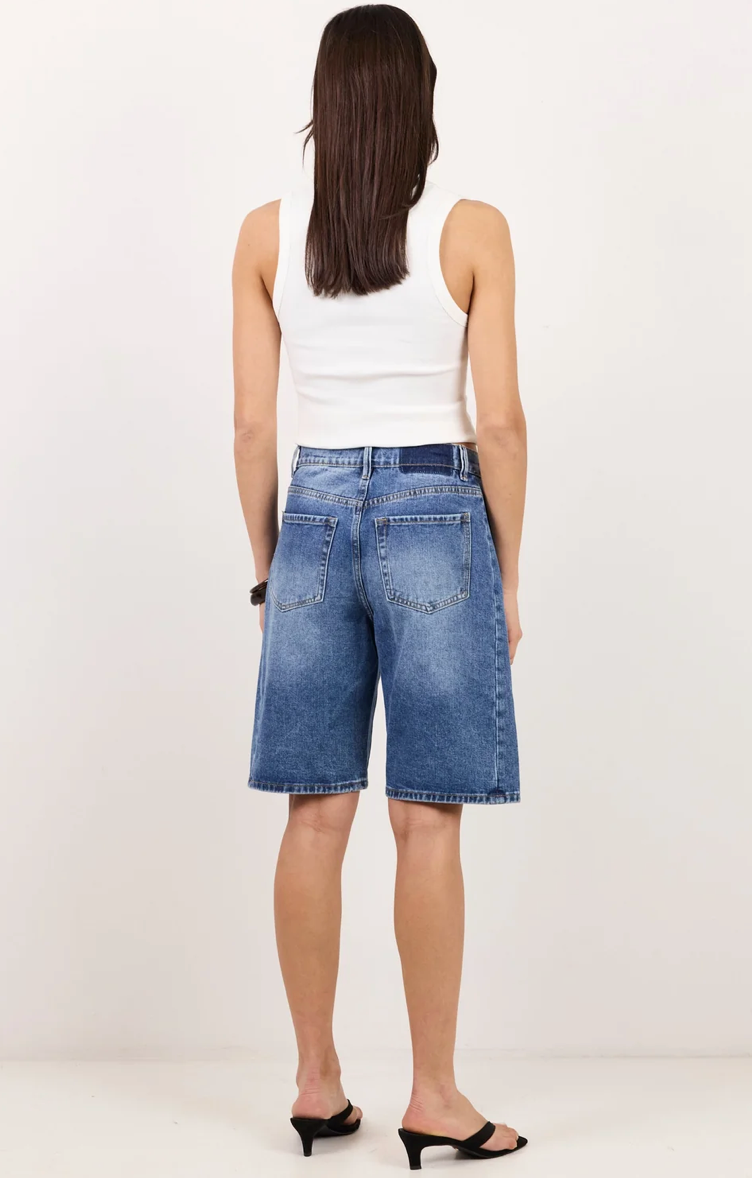 Academy Deep Blue Denim Barrel Shorts -  Among The Brave