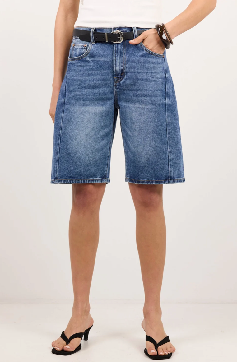 Academy Deep Blue Denim Barrel Shorts -  Among The Brave