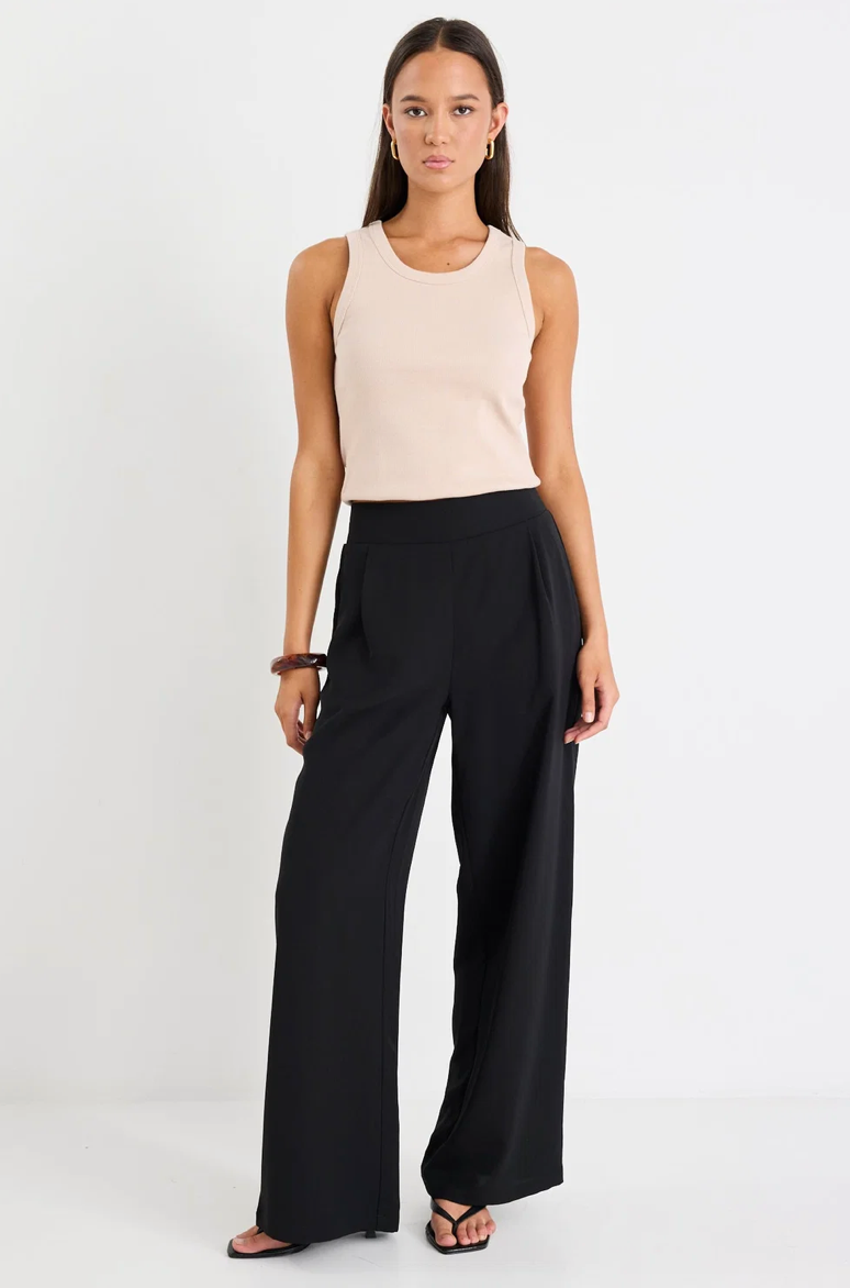 Guardian Black Linen Viscose Elastic Back Pants - Among The Brave