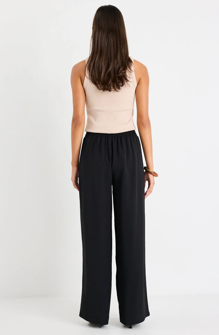 Guardian Black Linen Viscose Elastic Back Pants - Among The Brave