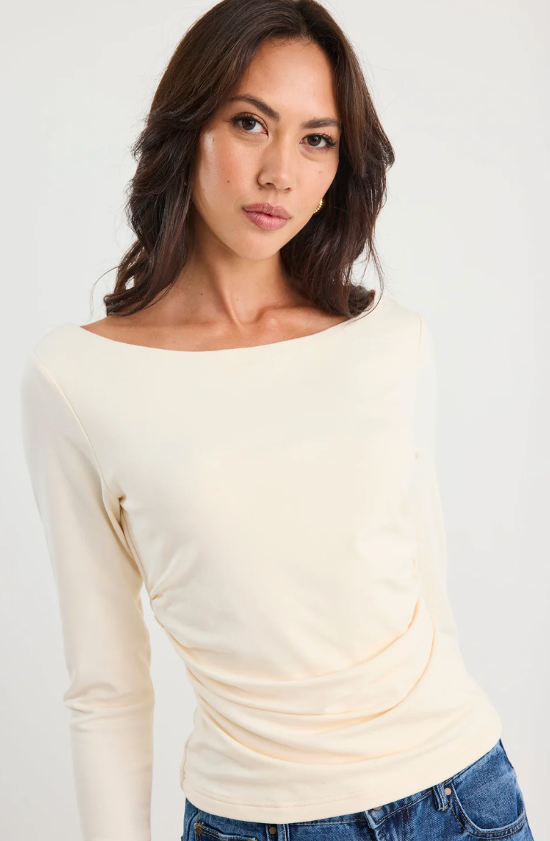 Alley Buttermilk Rib Boat Neck Top  Ivy + Jack
