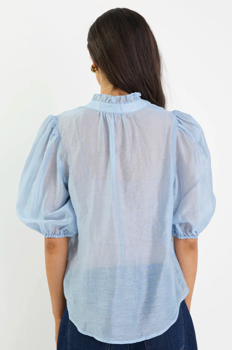Continuance High Neck Buttoned SS Top. Ivy + Jack