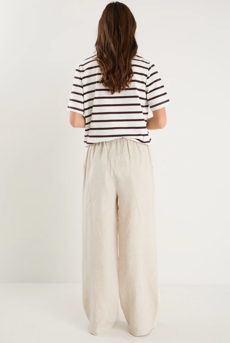 Binding Chocolate White Stripe Boxy Tee. Re:Union