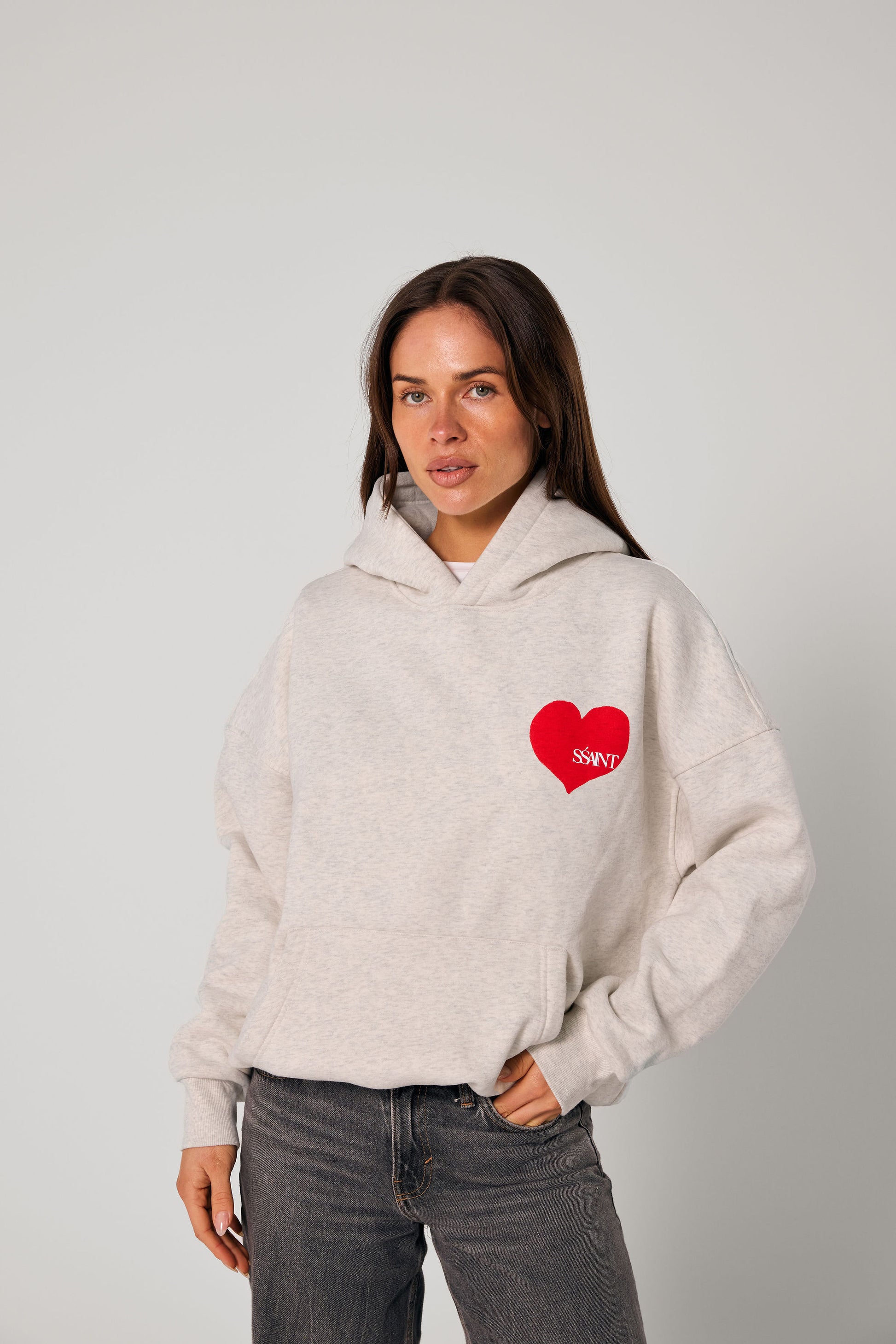 SŚAINT Grey Heart Hoodie