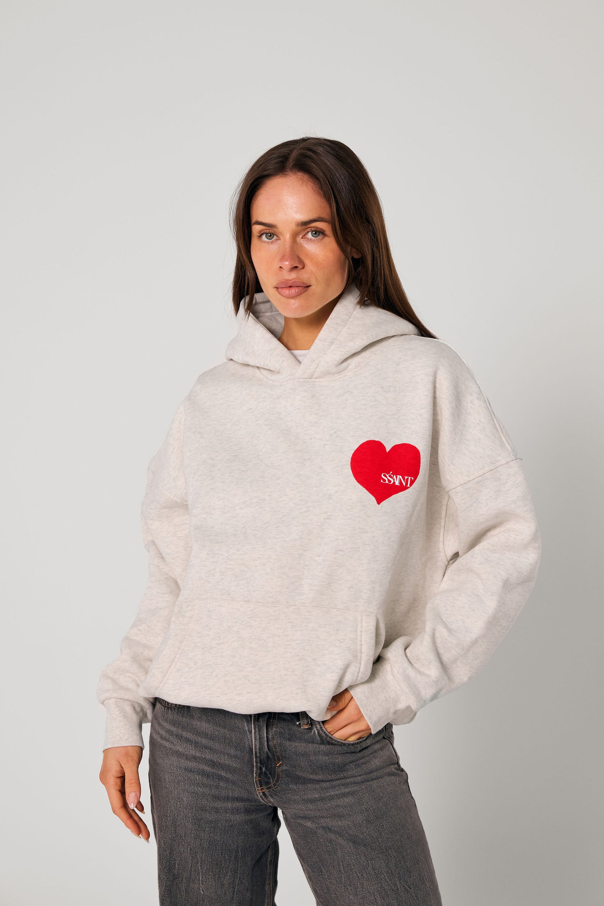 SŚAINT Grey Heart Hoodie