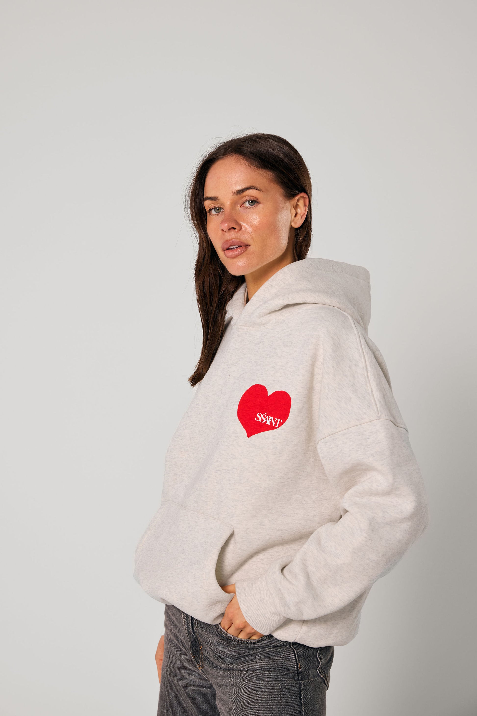 SŚAINT Grey Heart Hoodie
