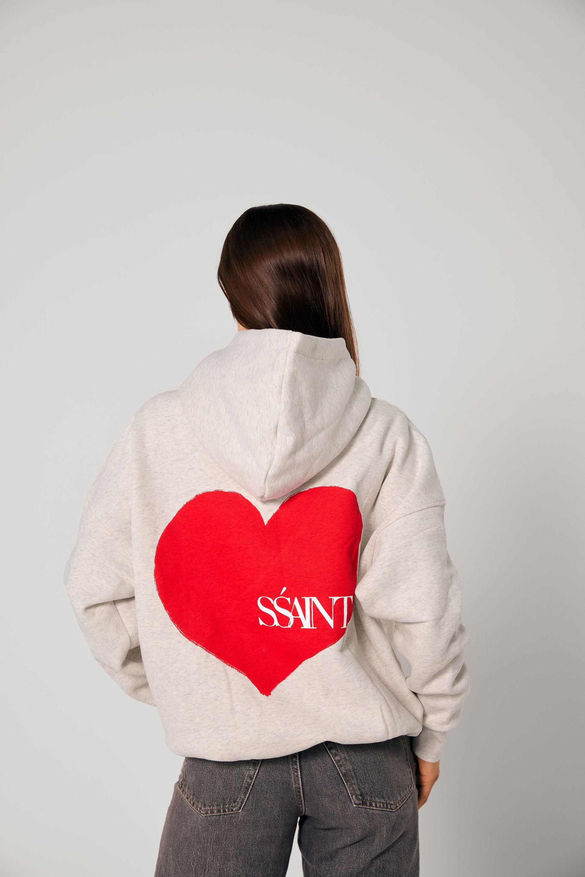 SŚAINT Grey Heart Hoodie
