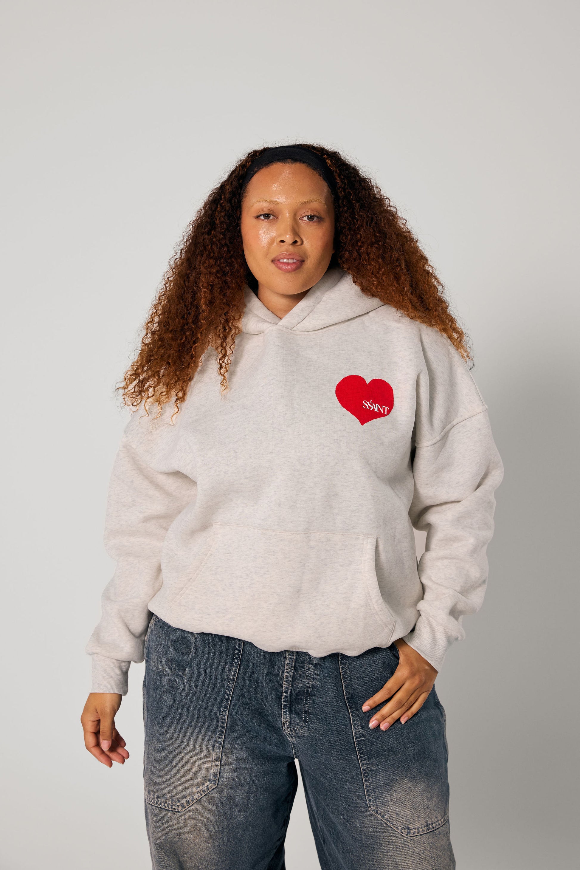 SŚAINT Grey Heart Hoodie