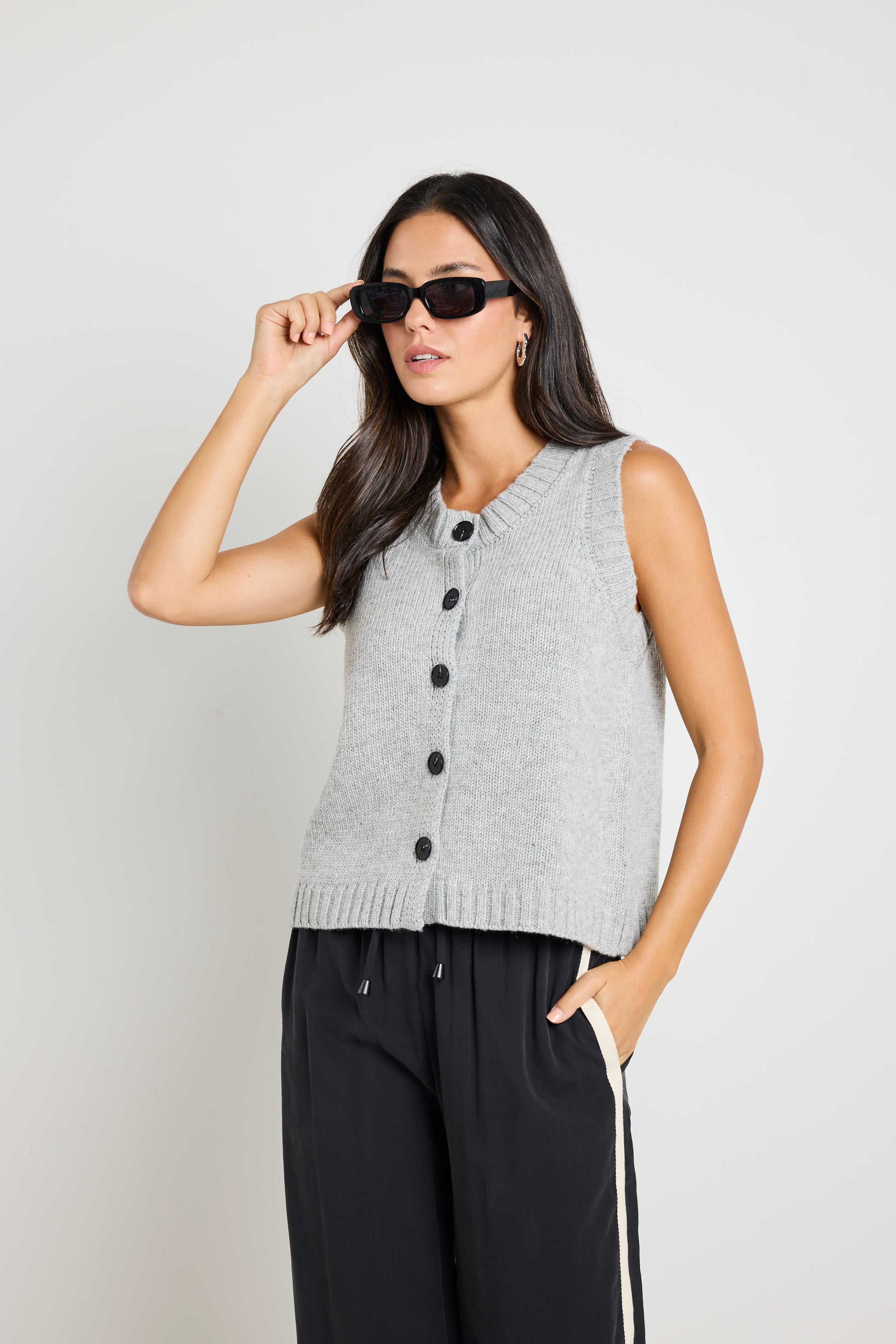 Stamp Grey Marle crewneck vest top