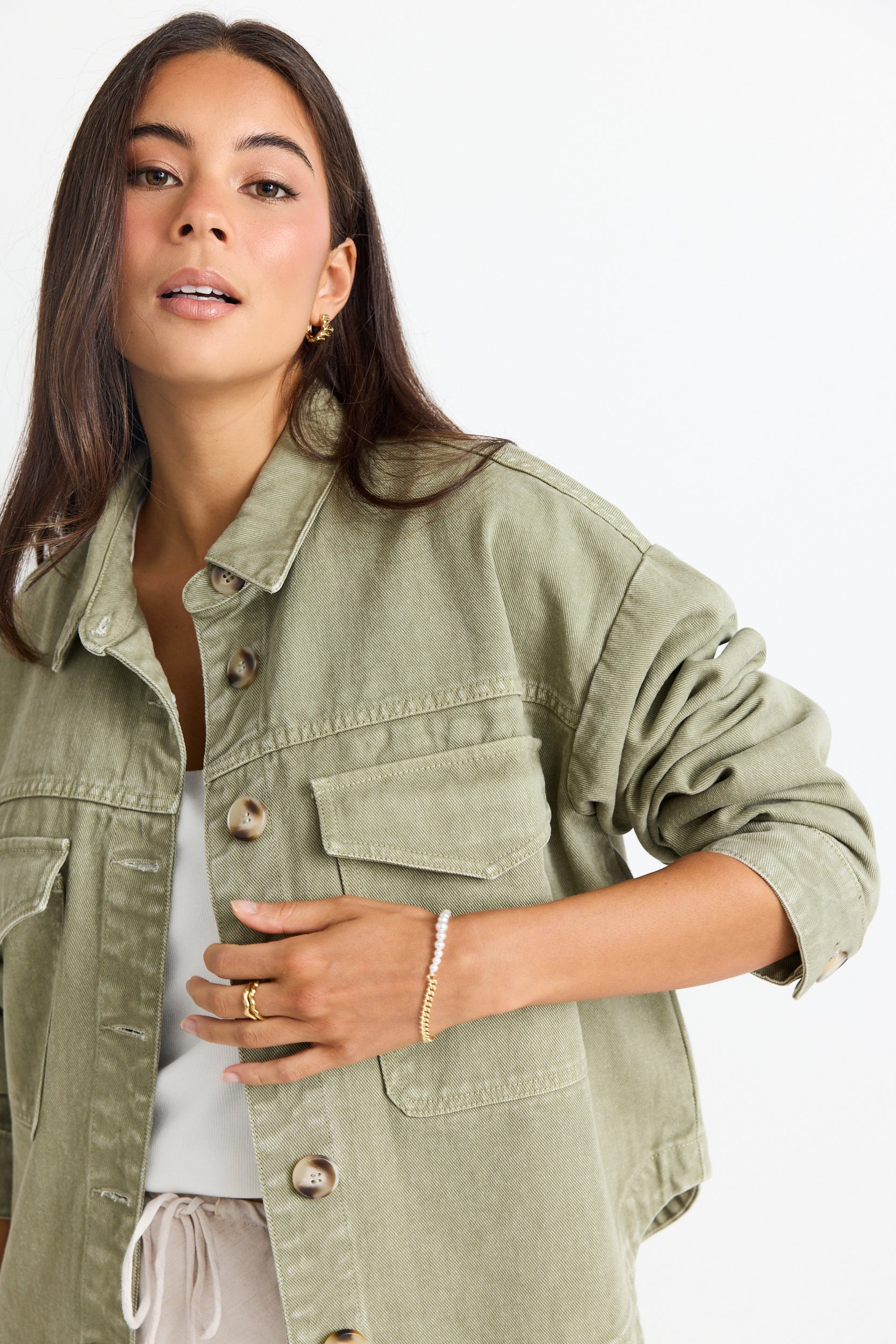 Echo Khaki Patch Pocket Denim Jacket