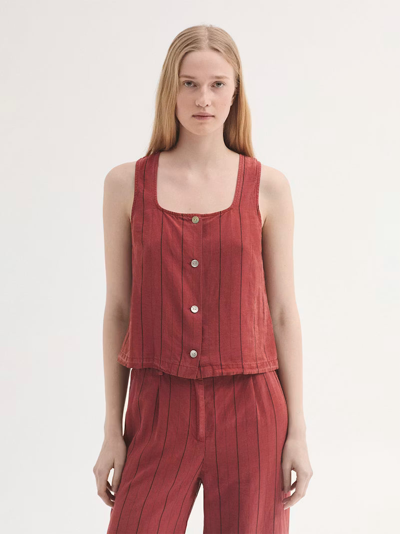 Overdyed Striped Tencel Top - Nice Things