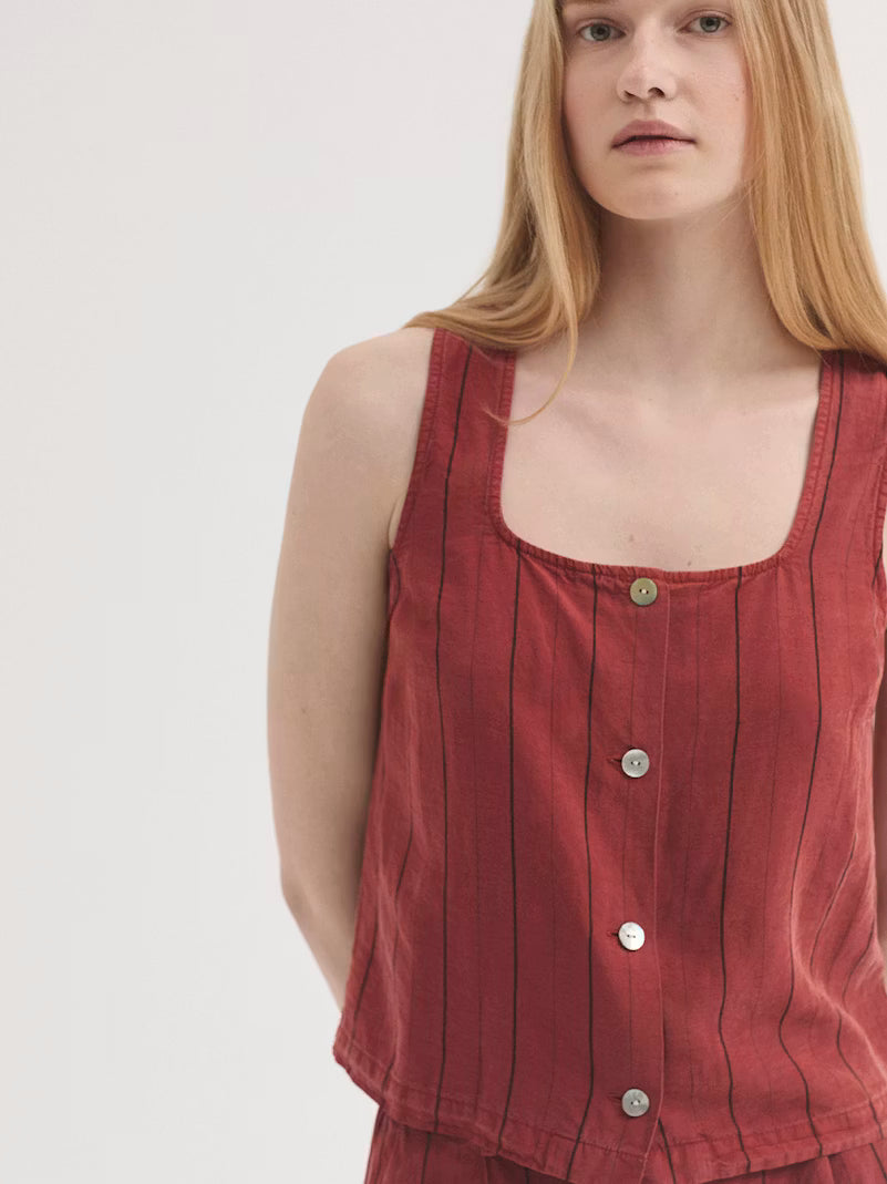 Overdyed Striped Tencel Top - Nice Things