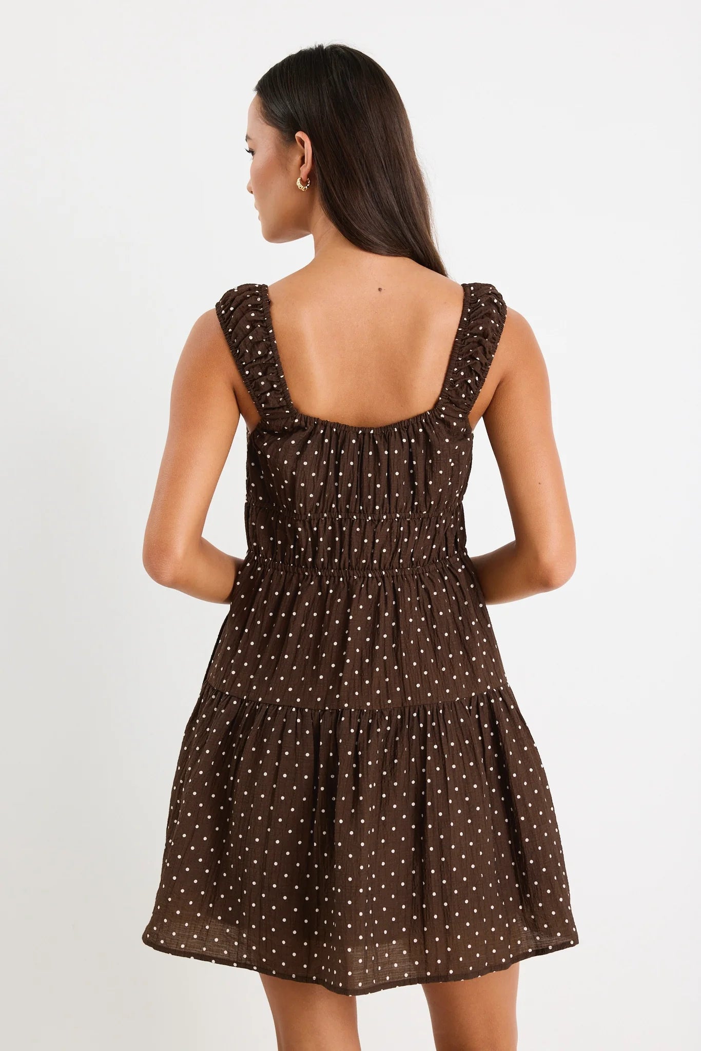 Tricky Chocolate Mini Polka Dot Mini Dress