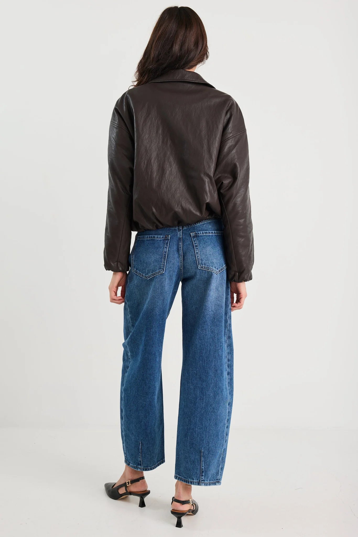 Troup Chocolate PU leather Zip Jacket