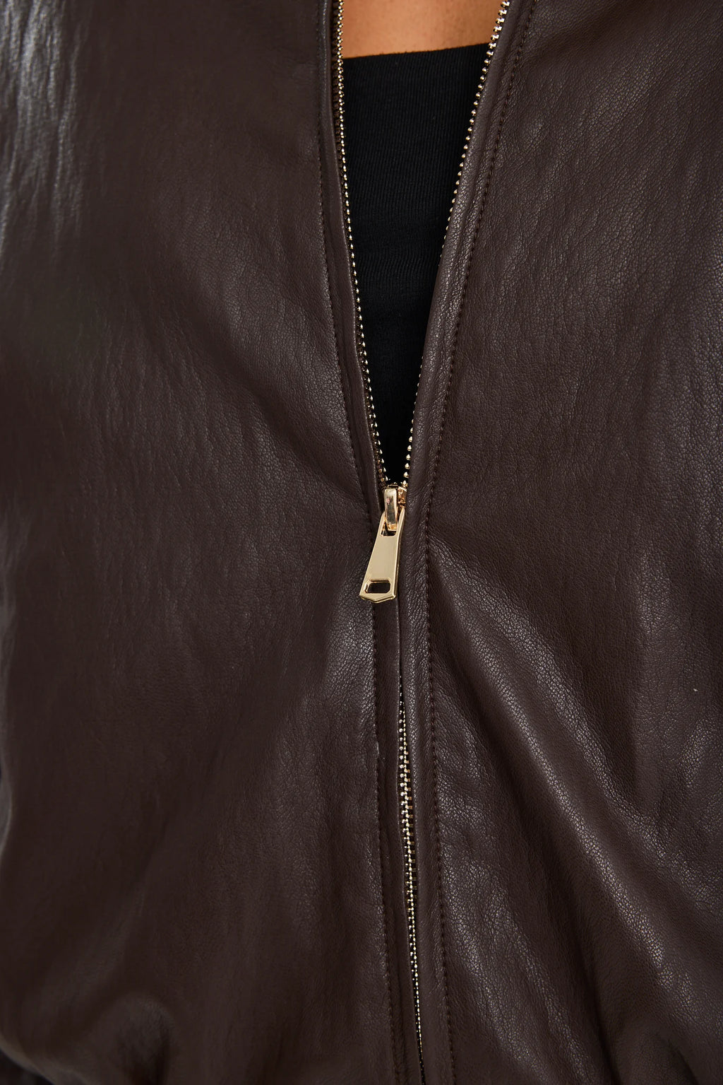 Troup Chocolate PU leather Zip Jacket