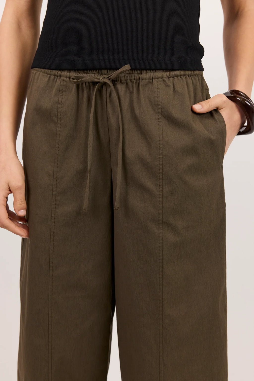Transit Pull On Waist Tie Barrel Leg Pants - Ivy + Jack