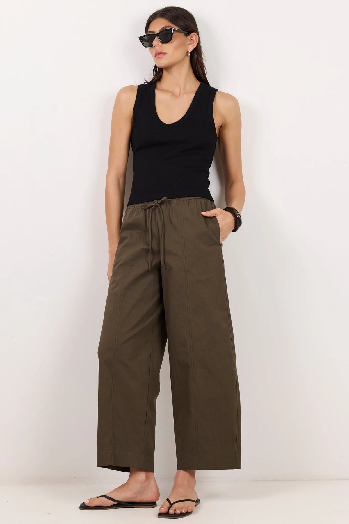 Transit Pull On Waist Tie Barrel Leg Pants - Ivy + Jack