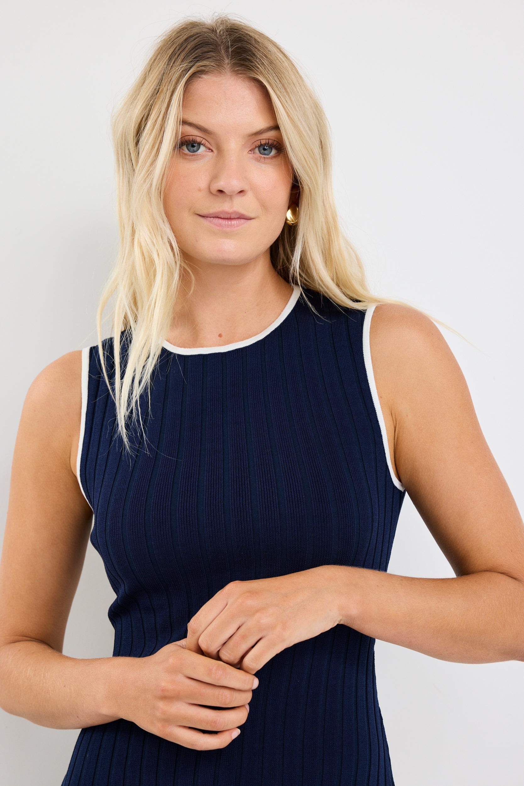 Vanity Navy Rib Sleeveless Knit Maxi Dress