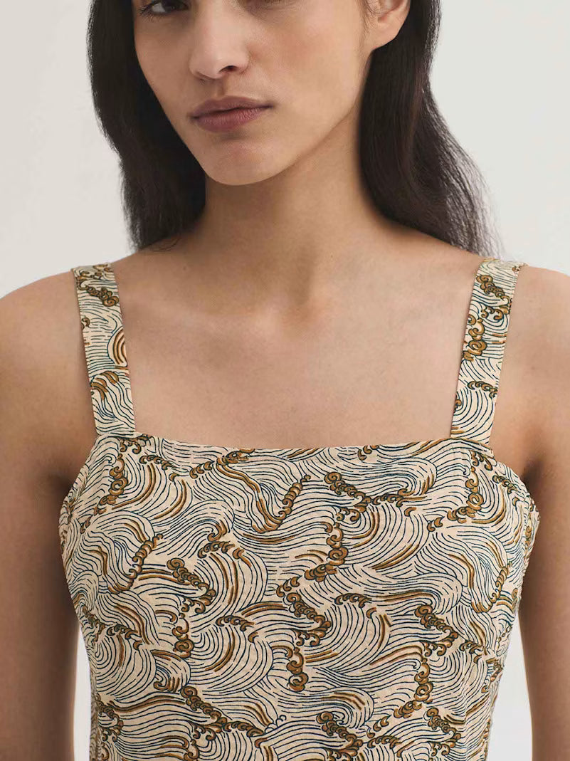 Aegean Sea Print Wrap Dress - Nice Things