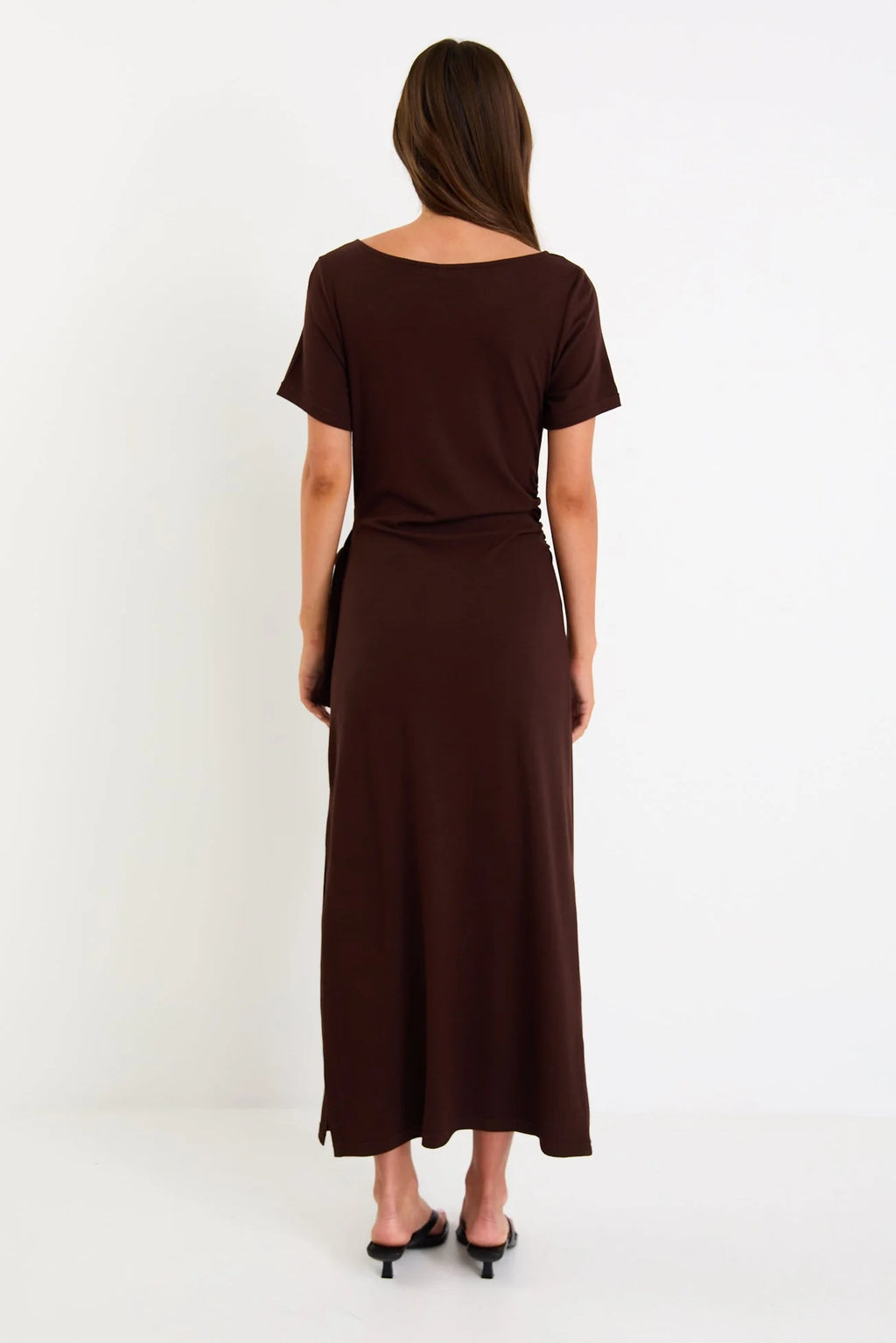 Vortex Chocolate Jersey Waist Tie T-shirt Dress