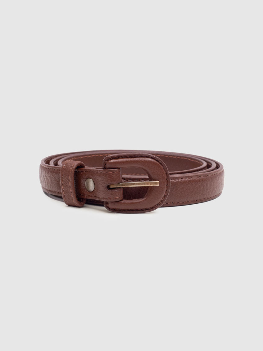 Leather Belt with Buckle Lined in Olive, Brown or Creme