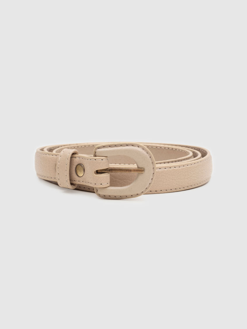 Leather Belt with Buckle Lined in Olive, Brown or Creme