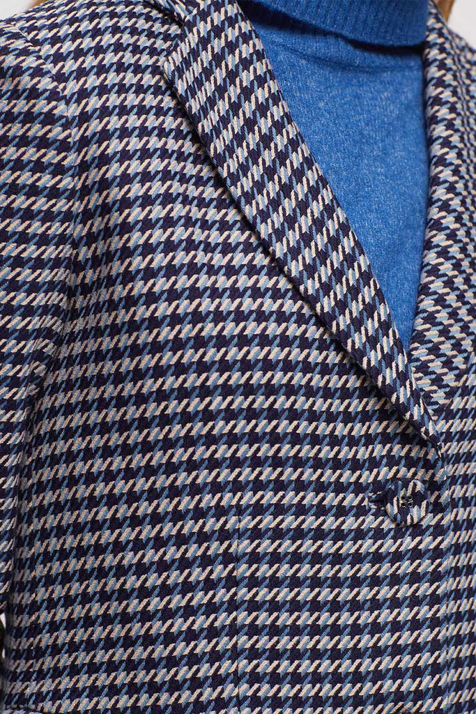 Folk Houndstooth Blazer in Blue