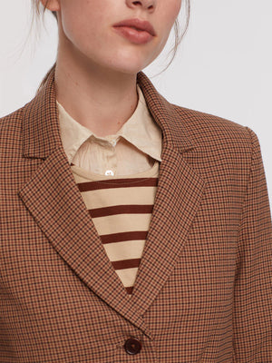 Folk Checks Tailored Blazer in Brown