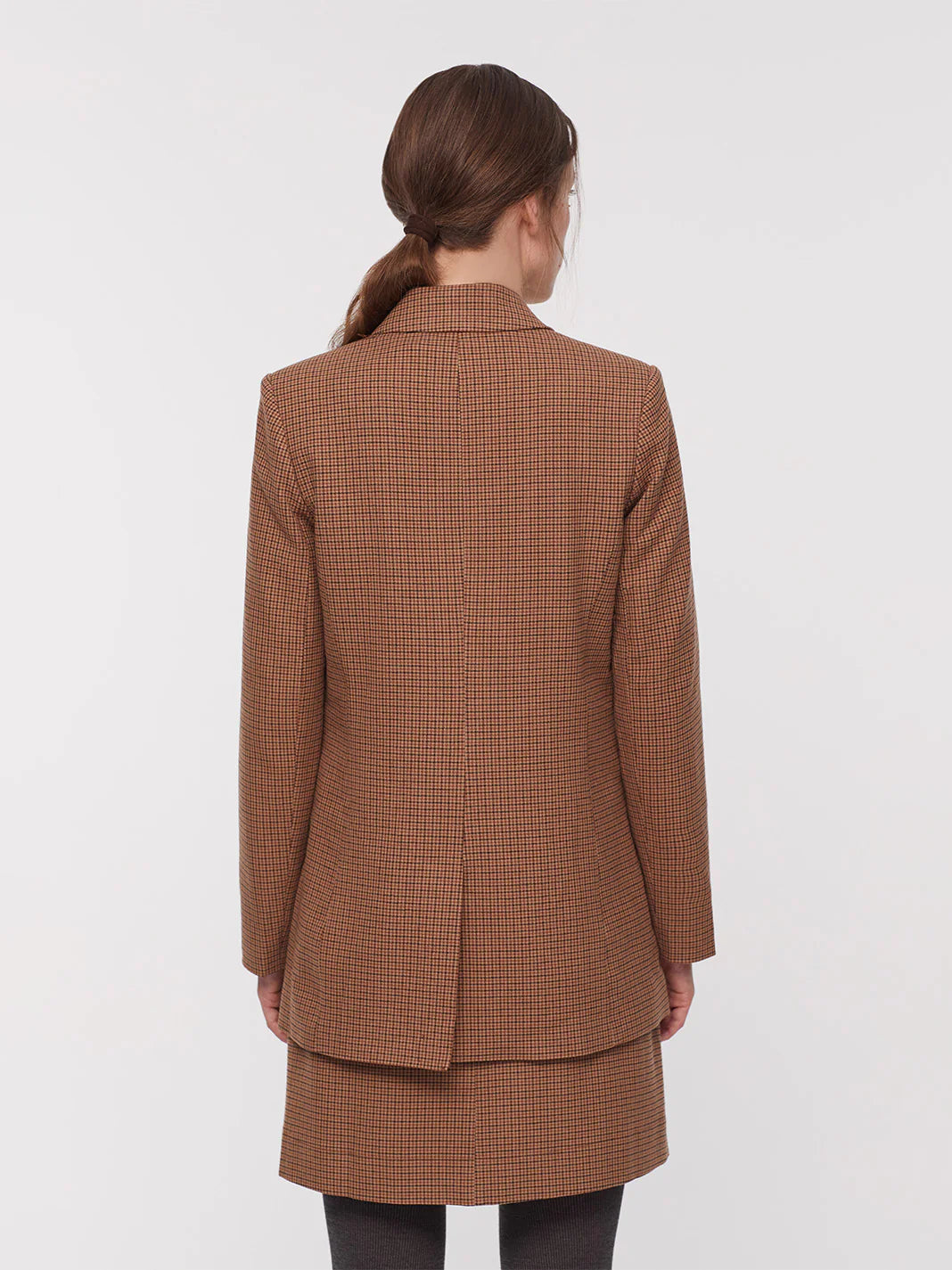 Folk Checks Tailored Blazer in Brown