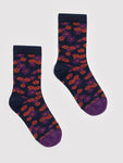 Small Flower socks with purple toe