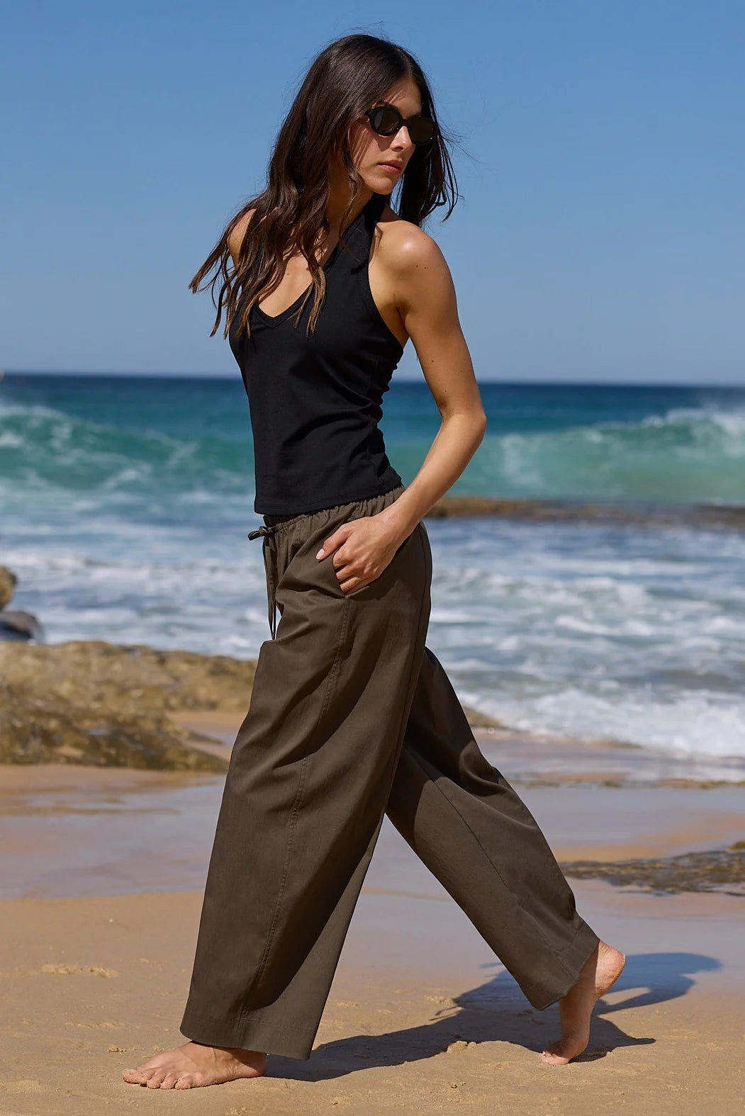 Transit Pull On Waist Tie Barrel Leg Pants - Ivy + Jack