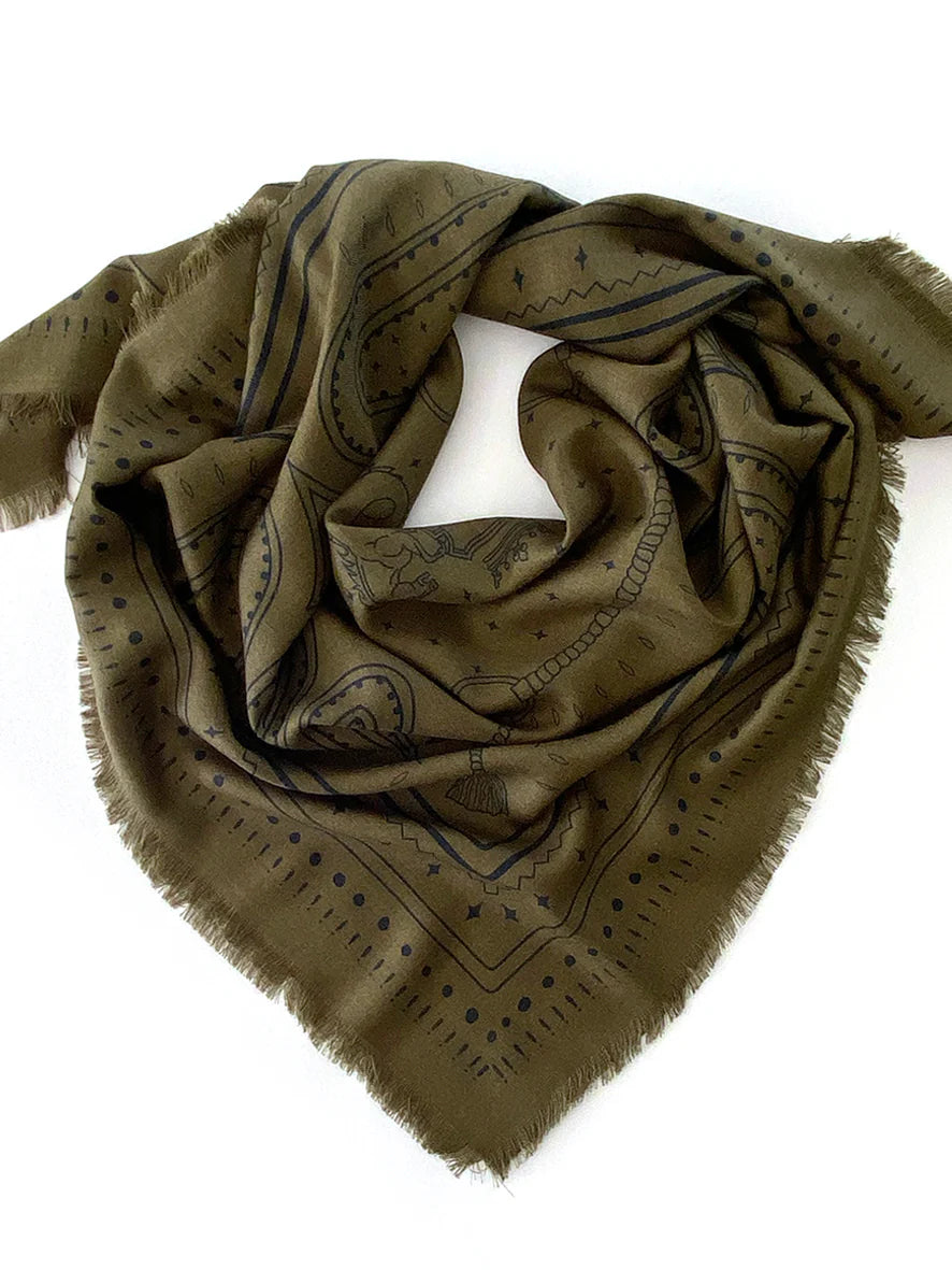 The Yorke Wool + Silk Scarf. Dark Hampton