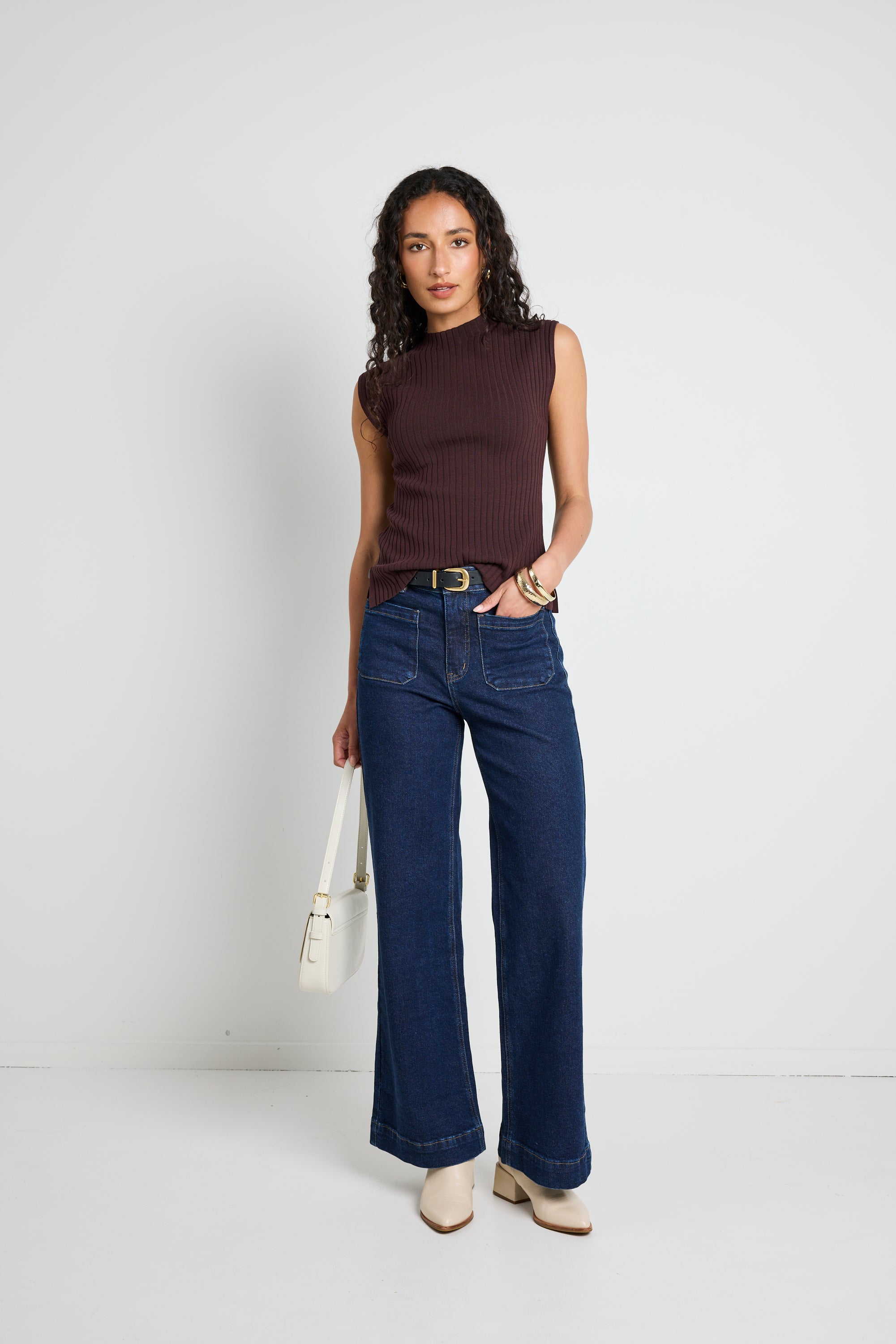 Zoey Indigo High Rise Wide Leg Pocket Jean