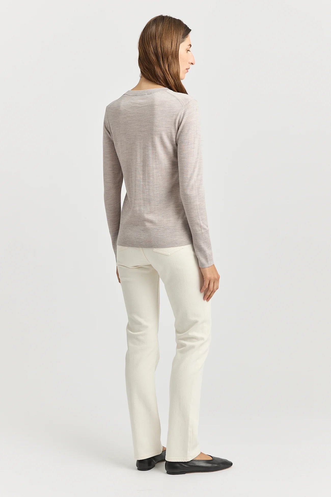 Fine Merino Crew in Light Oat
