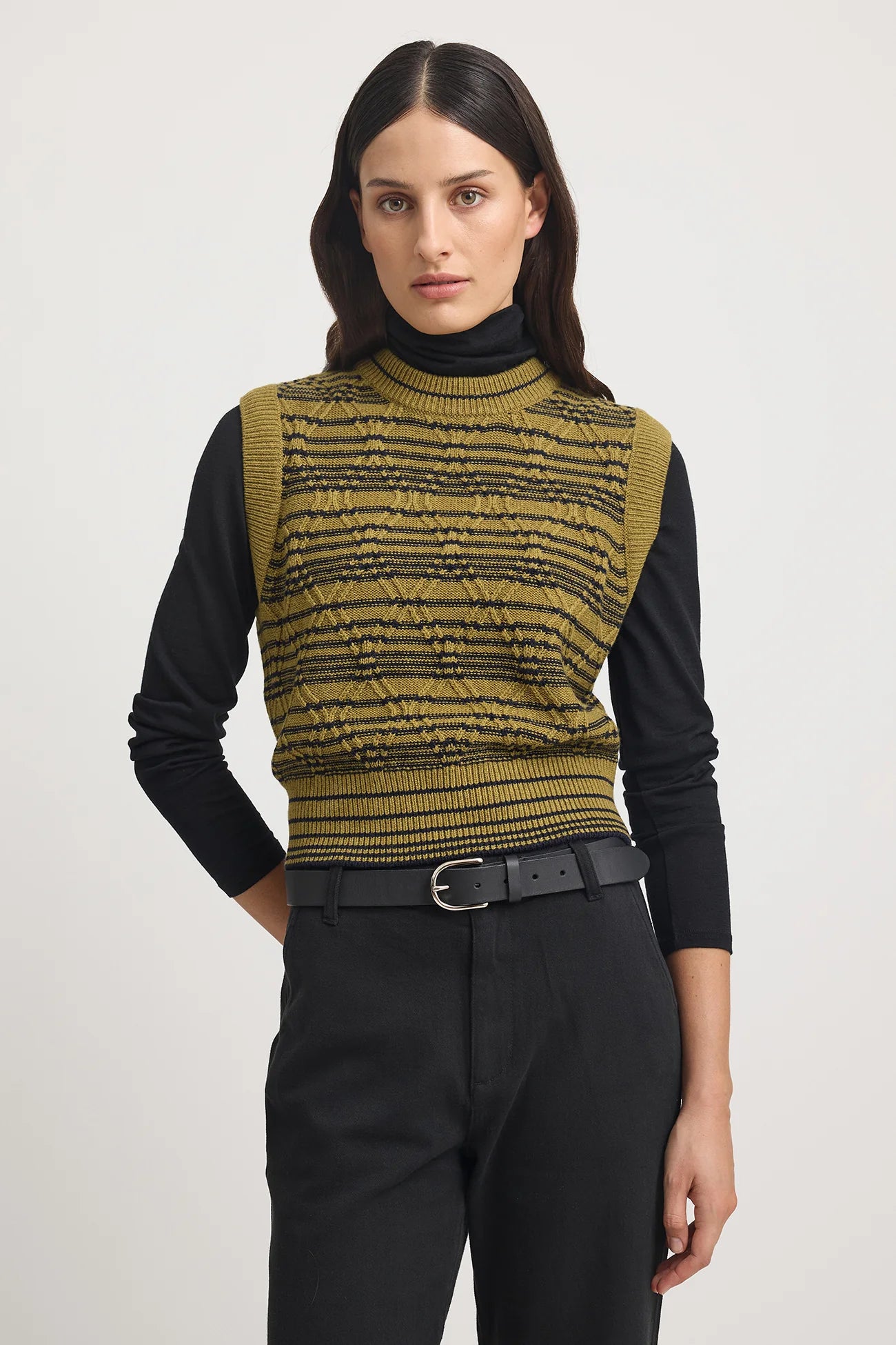 Diamond Cable Vest in Cardamon