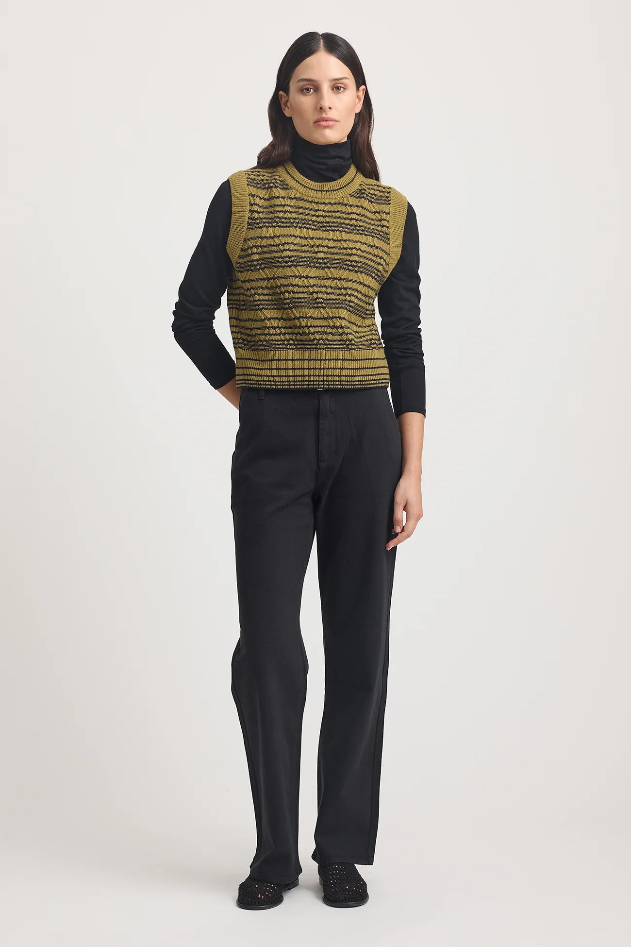Diamond Cable Vest in Cardamon