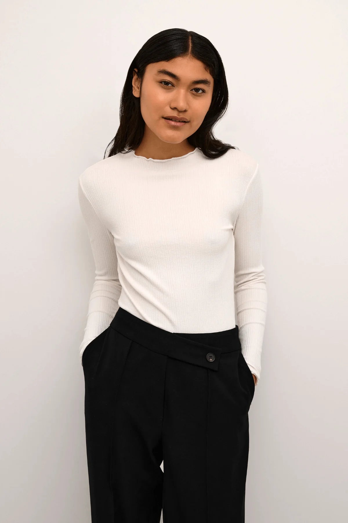 Candace Long Sleeve Tee in Egret