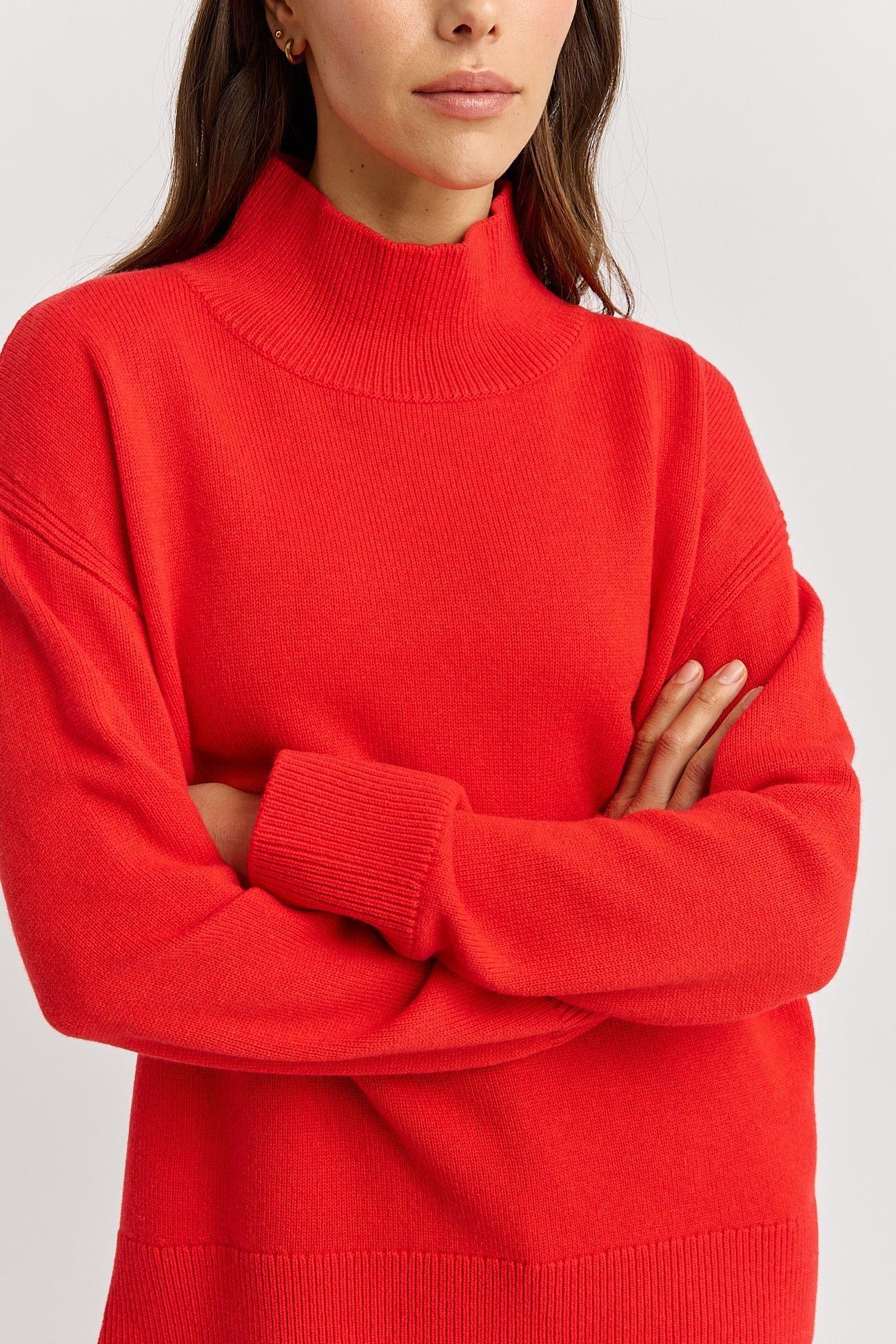 Split Neck Funnel Knit in Oat or Poppy Toorallie