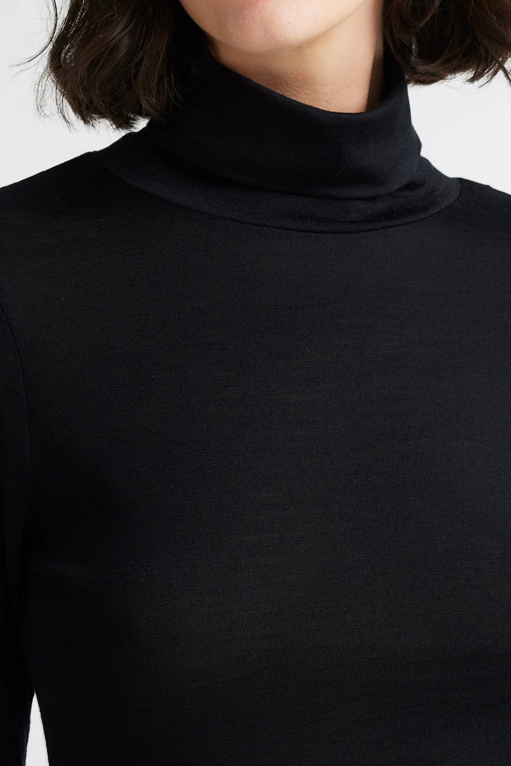 Turtleneck Merino Tee in Warm White or Black