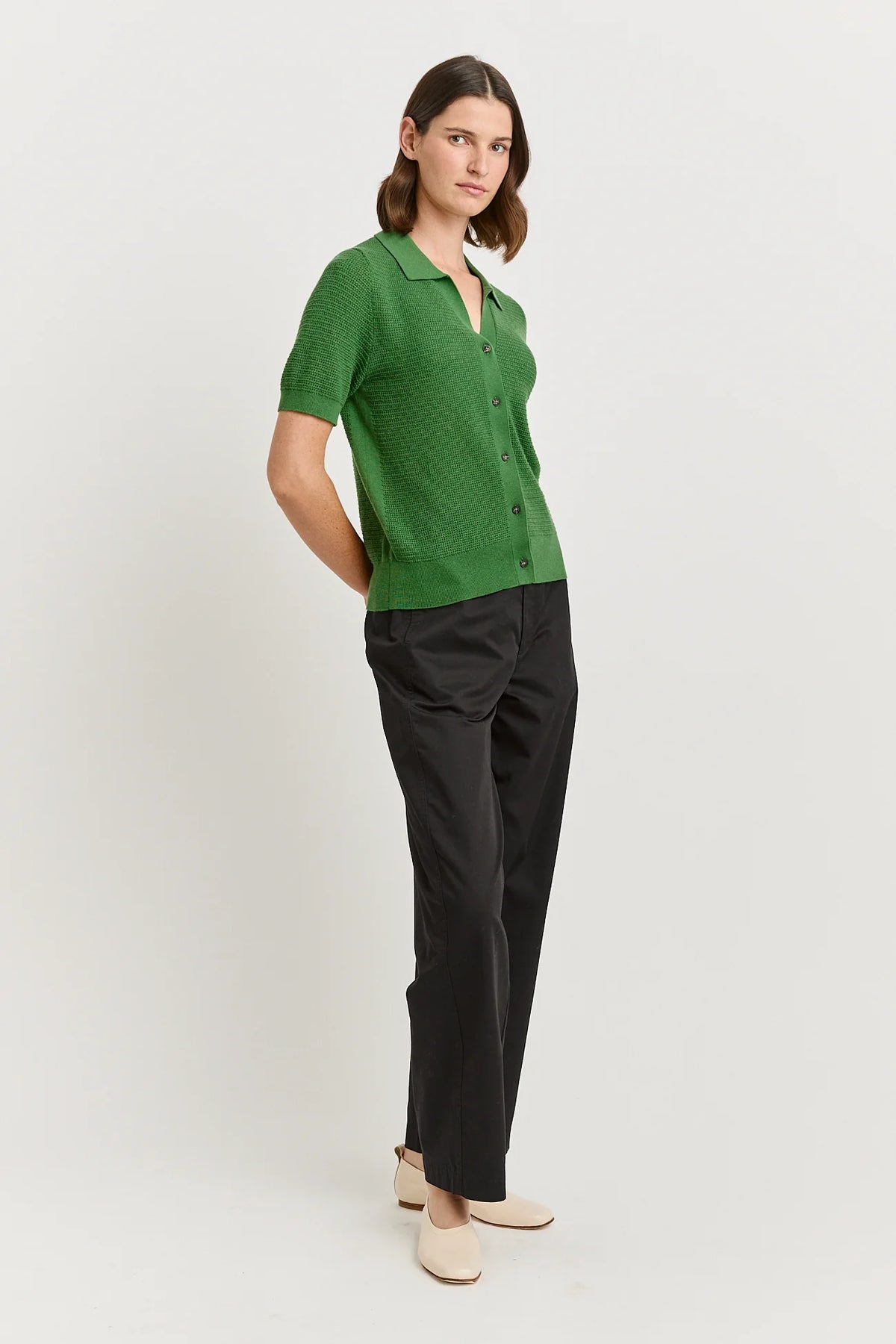 Grain Stitch Button Polo - Toorallie