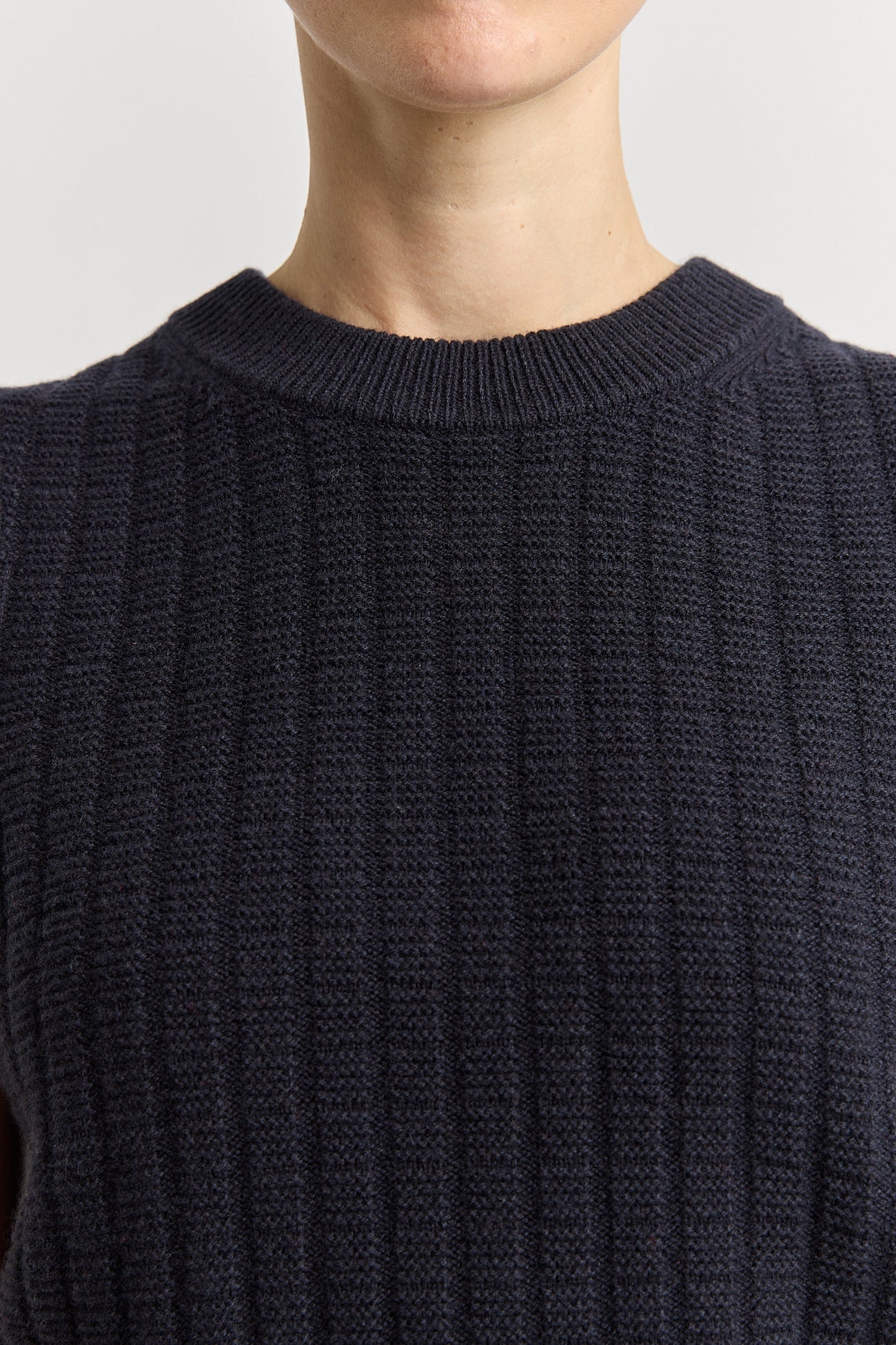Grid Knit Vest in French Navy Toorallie
