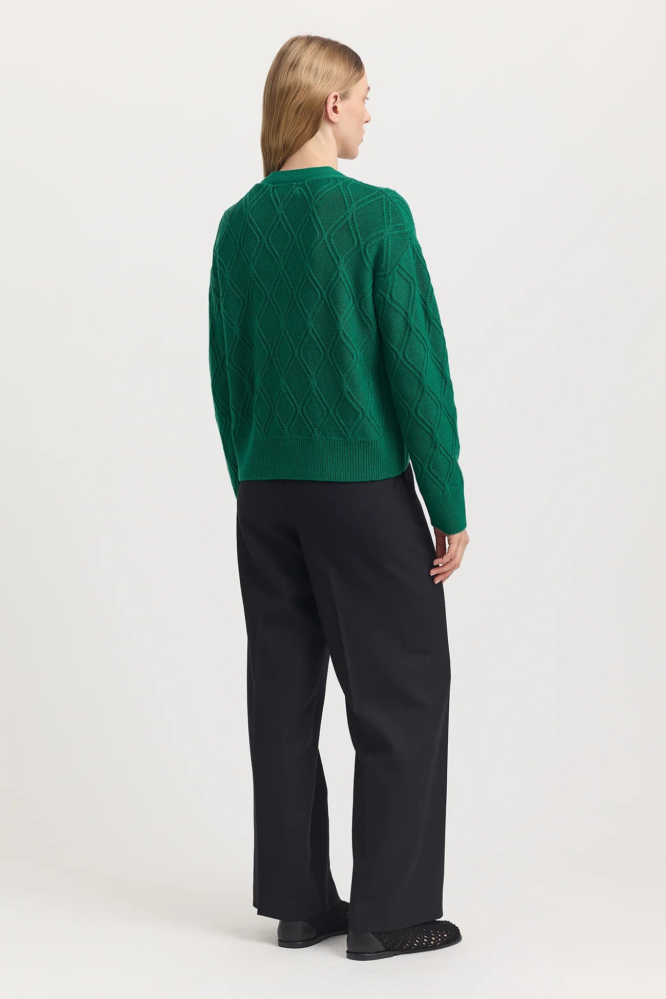 Diamond Cable Cardigan in Lush Green