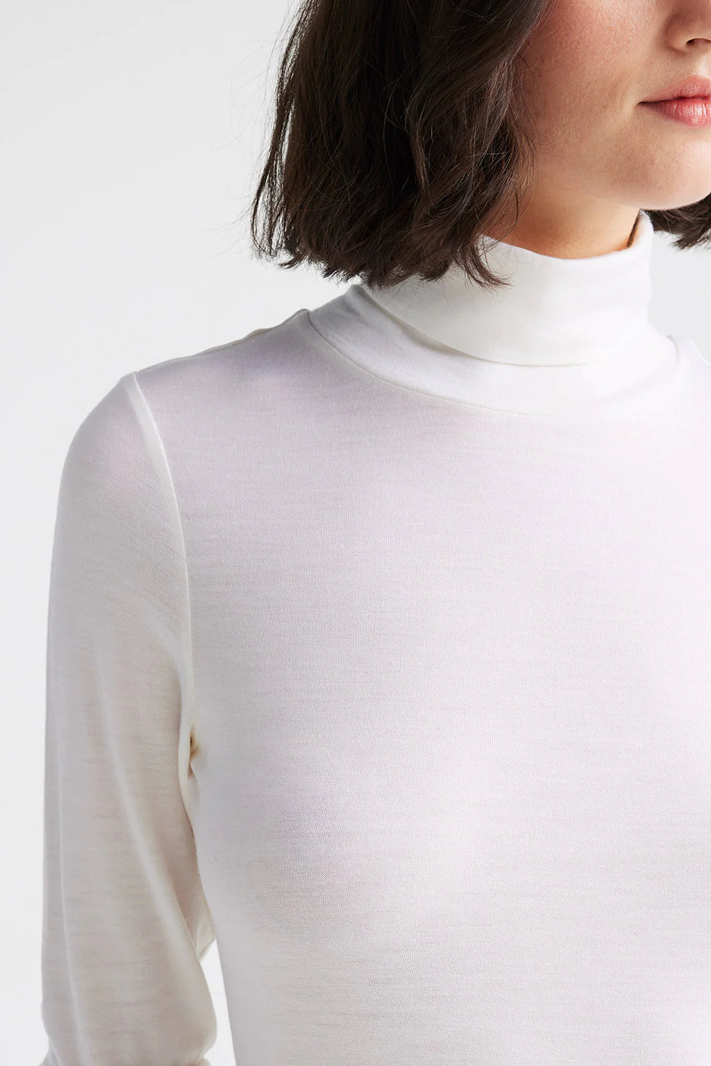 Turtleneck Merino Tee in Warm White or Black
