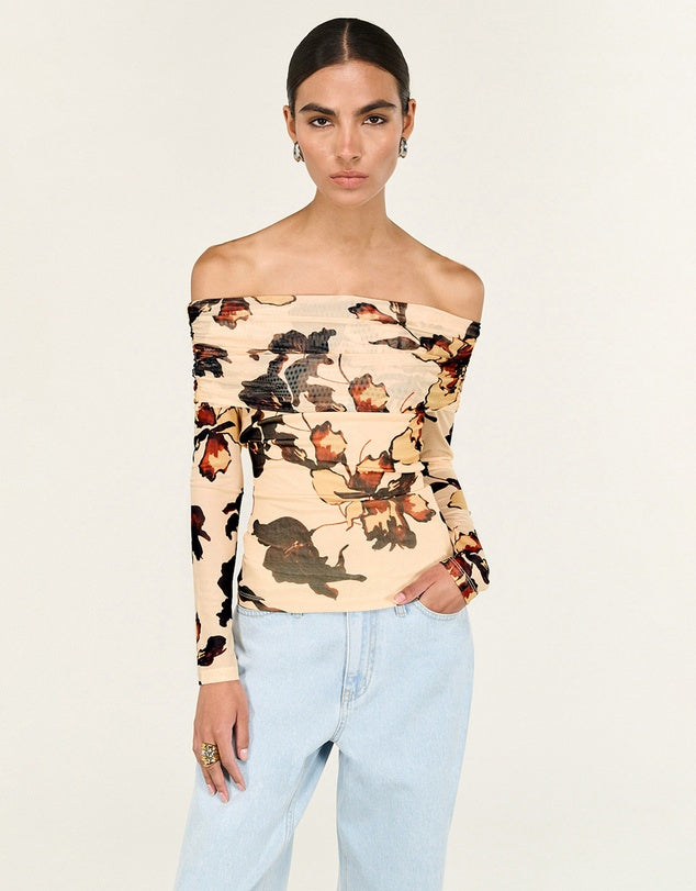 Romy Off Shoulder Mesh Top. Staple The Label