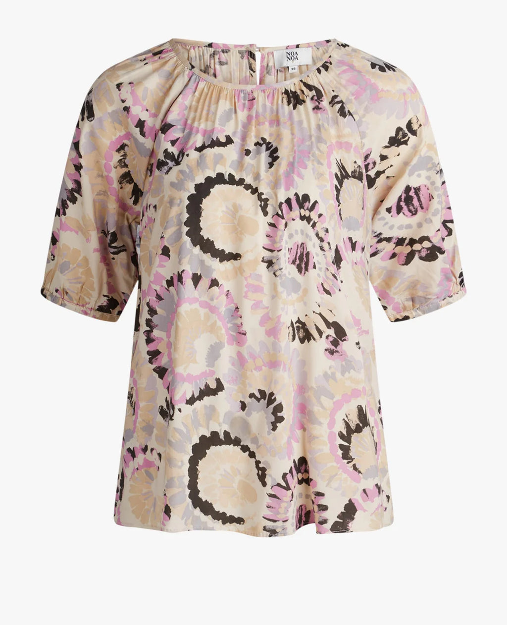 Lana Blouse in Print White Beige Purple