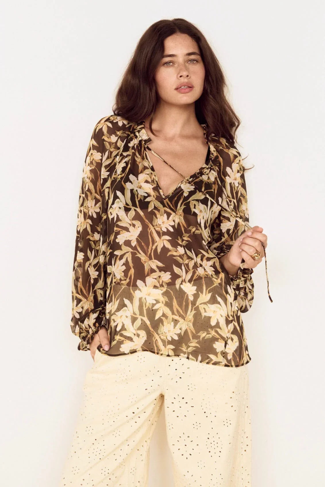 Vega Chiffon Blouse. Mink Pink