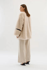 Pearly Fur Coat in Silver Cloud