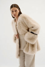 Pearly Fur Coat in Silver Cloud